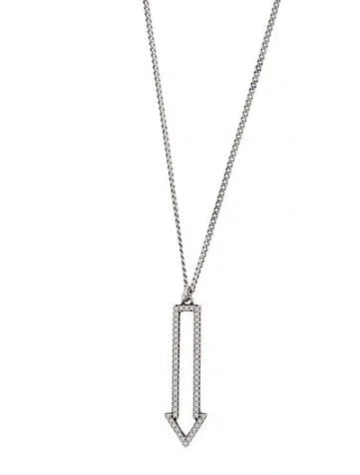 Pre-owned Celine Crystal Arrow Pendant Necklace, 26.25" In Multi