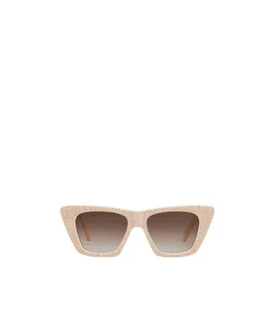 Celine Crystal Cat's Eye Frame Sunglasses In Nude