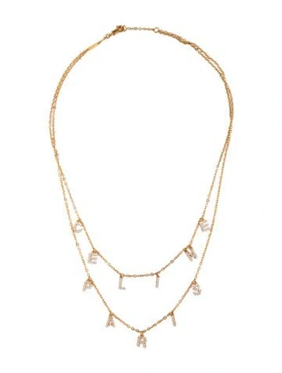 Pre-owned Celine Crystal Logo Double Strand Necklace, 15.5" In Multicolor