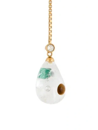 Pre-owned Celine Crystal, Mult Istone Baroque Lariat Necklace, 15.5" In Multi