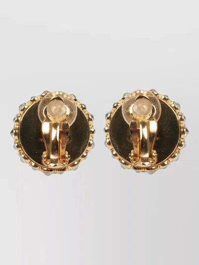 Celine Crystal Round Dome Heritage Hoop Earrings
