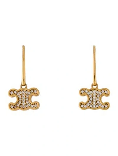Pre-owned Celine Crystal Triomphe Drop Earrings In Multi