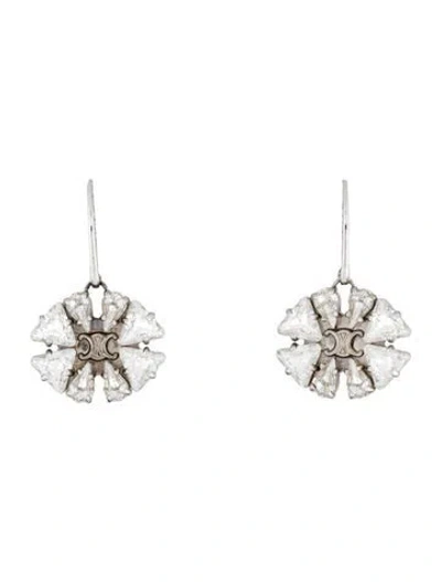 Pre-owned Celine Crystal Triomphe Drop Earrings In Multicolor