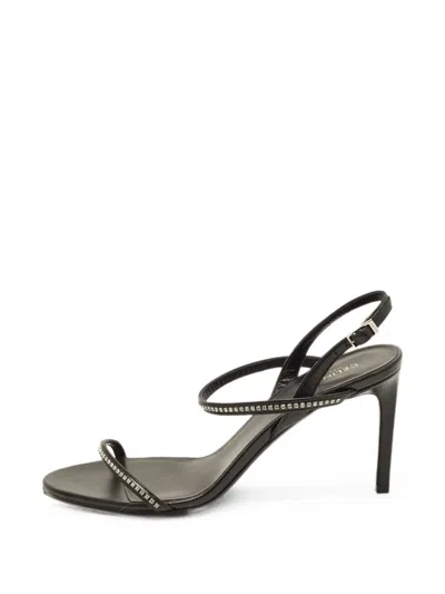 Pre-owned Celine Crystal-embellished Slingback Sandals In Black