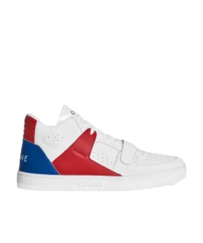 Celine Ct-02 Cow Leather Mid-top Sneakers In White
