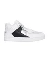 Celine Ct-02 Mid Calfskin Scratched Sneakers In White
