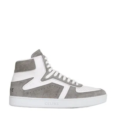 Celine Ct-01 'z' Trainer High Top Sneaker In Suede Calfskin And Calfskin In Gray