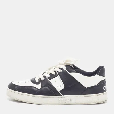 Pre-owned Celine Ct-07 Size 42 Black/white Leather Lace Up Sneakers