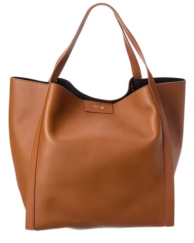 Celine Cube Medium Leather Tote In Red