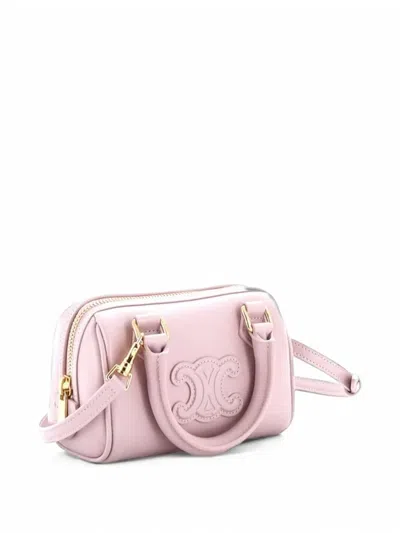 Pre-owned Celine Cuir Triomphe Boston Bag Leather Mini Satchel In Pink