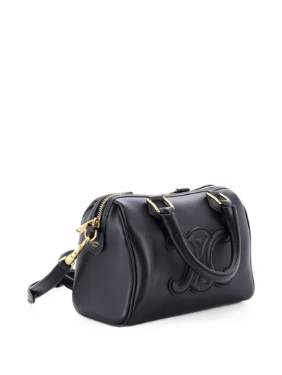 Pre-owned Celine Cuir Triomphe Boston Bag Leather Small Satchel In Black