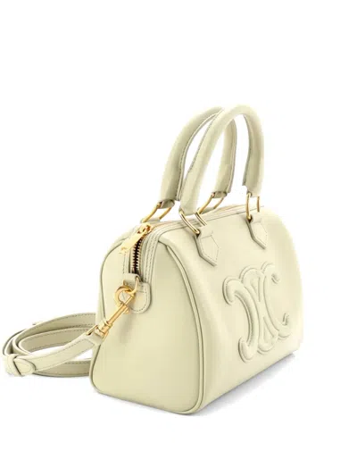 Pre-owned Celine Cuir Triomphe Boston Bag Leather Small Satchel In Green