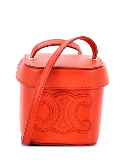 Pre-owned Celine Cuir Triomphe Box Bag Leather Small Bucket Bag In Red