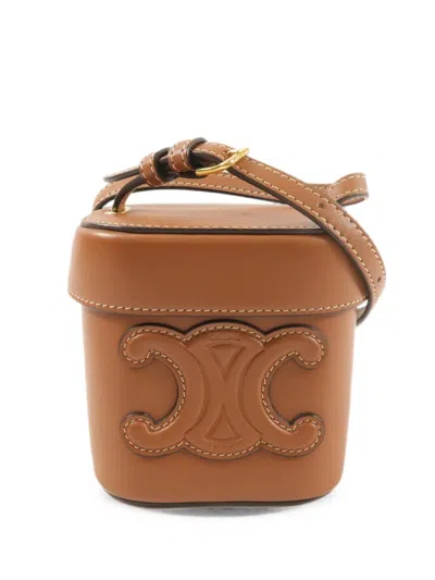 Pre-owned Celine Cuir Triomphe Box Shoulder Bag In Brown