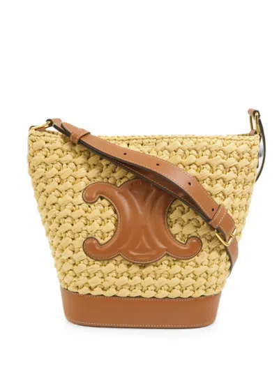 Pre-owned Celine Cuir Triomphe Bucket Bag In Neutrals