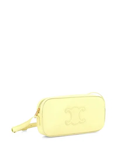 Pre-owned Celine Cuir Triomphe Camera Leather Mini Shoulder Bag In Yellow