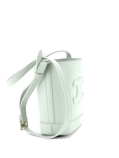Pre-owned Celine Cuir Triomphe Leather Small Bucket Bag In Green