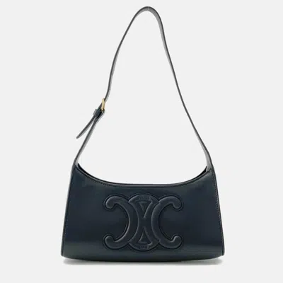 Pre-owned Celine Cuir Triomphe One Shoulder Bag Black Leather