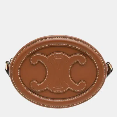 Pre-owned Celine Cuir Triomphe Small Tan Smooth Calfskin Leather Oval Crossbody Bag