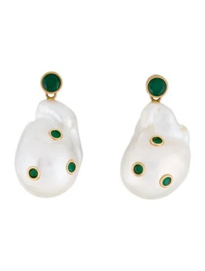 Pre-owned Celine Cultured Pearl And Stone Drop Earrings In Multi