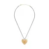 Celine Cur Triomphe Necklace In Brass With Gold Finish And Cotton In Gold Tone/black