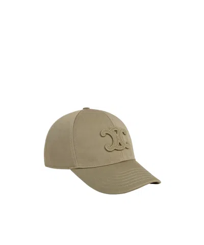 Celine Curved Brim Hat In Olive