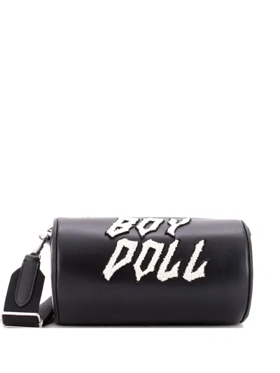 Pre-owned Celine Cylinder Leather With Applique Shoulder Bag In Black