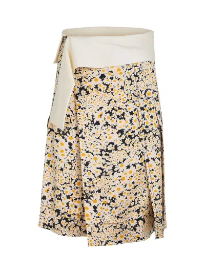 Celine Daisy Print Skirt In Multi