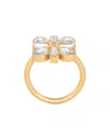 Celine Daisy Ring In Strass And Brass With Gold Finish In Gold
