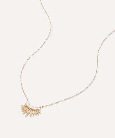 Celine Daoust 14ct Gold Baguette Diamond Rising Sun Pendant Necklace