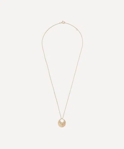 Celine Daoust 14ct Gold Five Diamonds Moon Crescent Pendant Necklace
