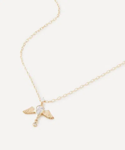 Celine Daoust 14ct Gold Moonstone Pear And Diamond Angel Pendant Necklace