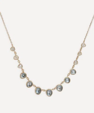 Celine Daoust 14ct Gold Multi Sapphire Champagne Diamond Chain Necklace