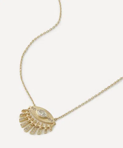 Celine Daoust 14ct Gold Sun Eye And Diamond Pendant Necklace
