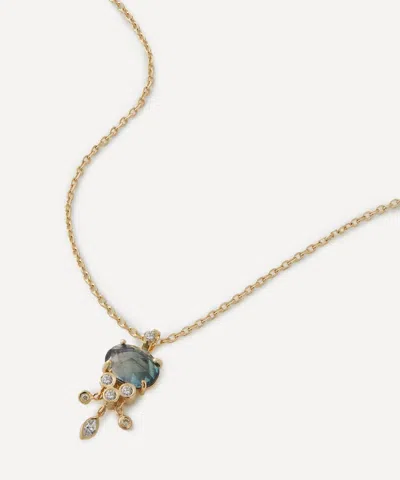Celine Daoust 14ct Gold Tourmaline And Dangling Diamonds Jellyfish Pendant Necklace