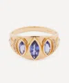 Celine Daoust 14ct Gold Triple Marquise Tanzanite And Diamond Ring