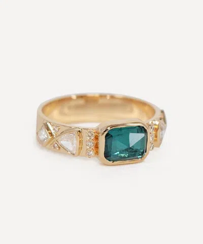 Celine Daoust 14ct Gold Turquoise Tourmaline And Diamonds Totem Ring