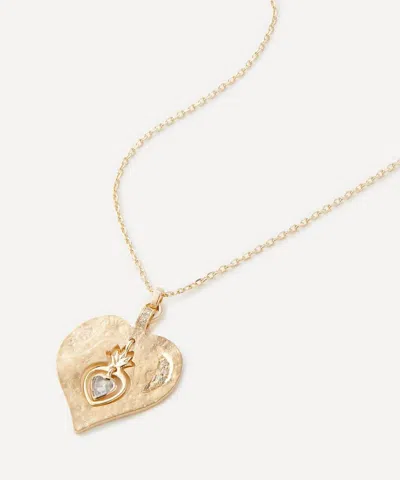 Celine Daoust 14ct Gold Twin Flame Dangling Heart Moonstone Pendant Necklace
