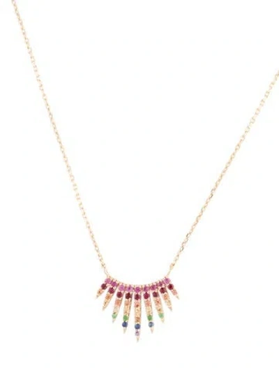 Pre-owned Celine Daoust Rising Rainbow Gemstone Sunbeams Necklace, 16" In Multi