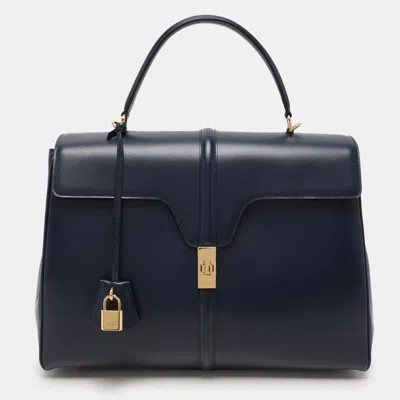 Pre-owned Celine Dark Blue Leather Large Classique 16 Top Handle Bag