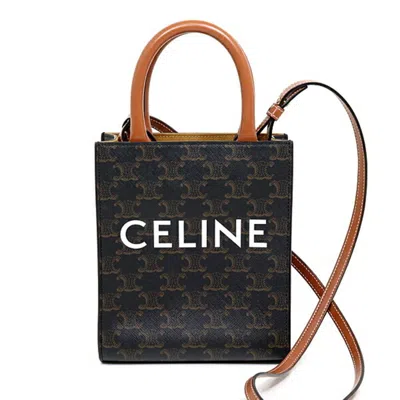 Pre-owned Celine Dark Brown Canvas Leather Shoulder Bag ()