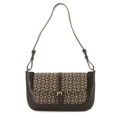 Pre-owned Celine Dark Brown Canvas Leather Shoulder Bag ()