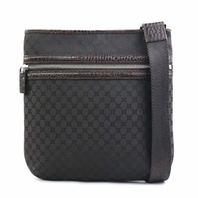 Pre-owned Celine Dark Brown Canvas Leather Shoulder Bag ()
