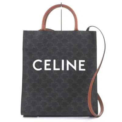 Pre-owned Celine Dark Brown Canvas Leather Tote Bag ()