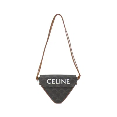 Pre-owned Celine Dark Brown Coated Canvas Handbag Shoulder Bag ()