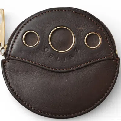 Pre-owned Celine Dark Brown Leather Coin Purse/coin Case ()