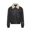 Celine Aviator Jacket With Ribbed Cuffs And Hem In Black