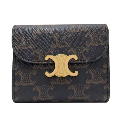 Pre-owned Celine Dark Brown Leather Wallet (bi-fold) ()