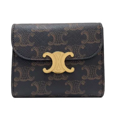 Pre-owned Celine Dark Brown Leather Wallet (bi-fold) ()