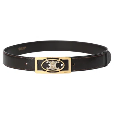 Pre-owned Celine Dark Brown Triomphe Leather Belt